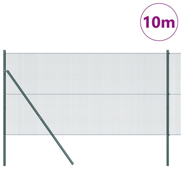 vidaXL Fence Post Green 10 x 1.2 m (16 x 16 mm mesh) Steel and PVC