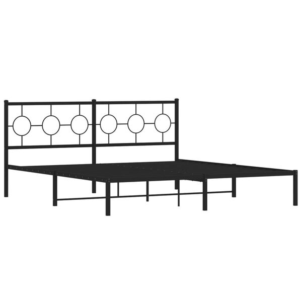 vidaXL Metal Bed Frame without Mattress with Headboard Black 180x200cm