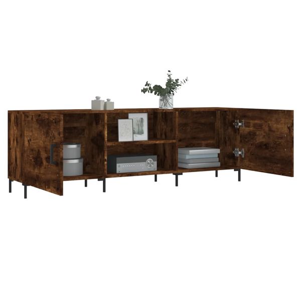 vidaXL TV Cabinet Smoked Oak 150x30x50 cm Engineered Wood