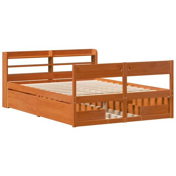 vidaXL Bed Frame without Mattress Wax Brown 120x200 cm Solid Wood Pine
