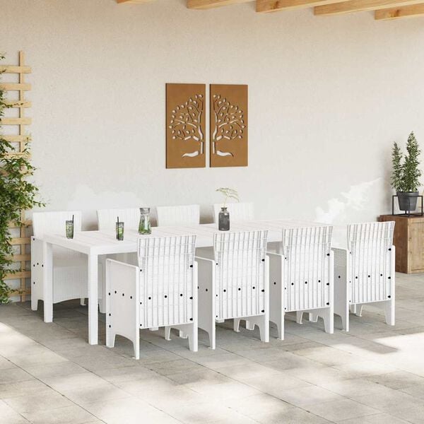 vidaXL Garden Dining Set 9 pcs Light Grey Polypropylene
