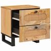 vidaXL Bedside Cabinet 2 pcs Natural 40 x 33 x 46 cm Solid Mango Wood