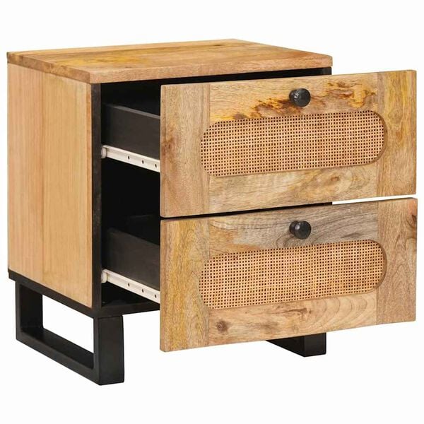 vidaXL Bedside Cabinet 2 pcs Natural 40 x 33 x 46 cm Solid Mango Wood