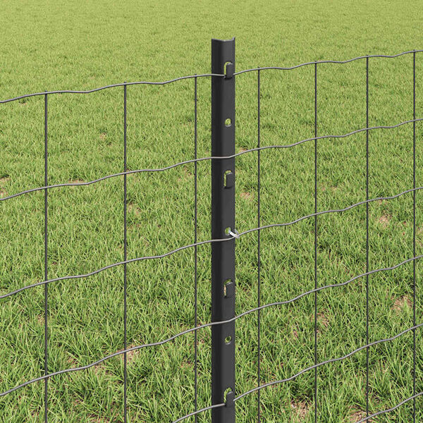 vidaXL Fence with Post Grey 0.6 x 50 m Steel and PVC