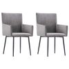 vidaXL Dining Chairs with Armrests 2 pcs Grey Velvet