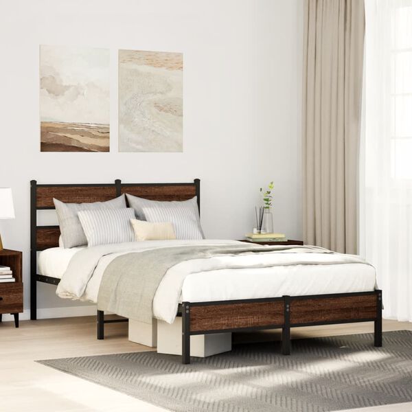 vidaXL Bed Frame without Mattress Brown Oak 120x200 cm Engineered Wood