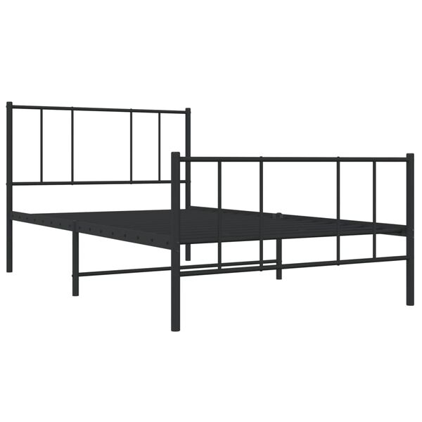 vidaXL Metal Bed Frame without Mattress with Footboard Black 100x200cm