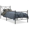 vidaXL Metal Bed Frame without Mattress with Footboard Black 75x190cm