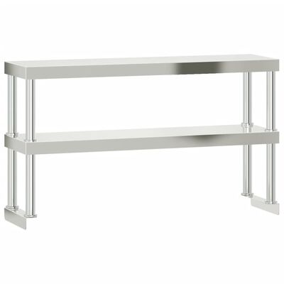 vidaXL Kitchen Work Table with Overshelf 110x55x150 cm Stainless Steel