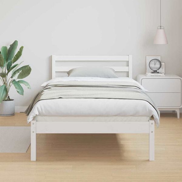 vidaXL Bed Frame White 225.5 x 85.5 x 69.5 cm Solid Pine Wood