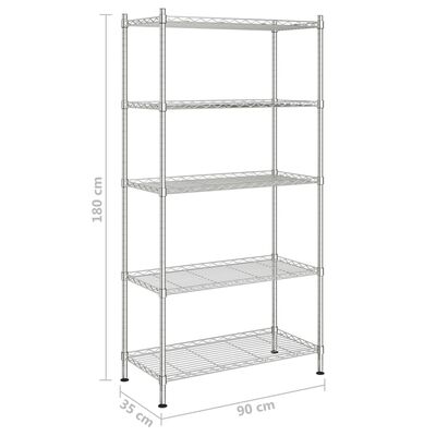 vidaXL 5-Tier Storage Shelf 90x35x180 cm Chrome 250 kg