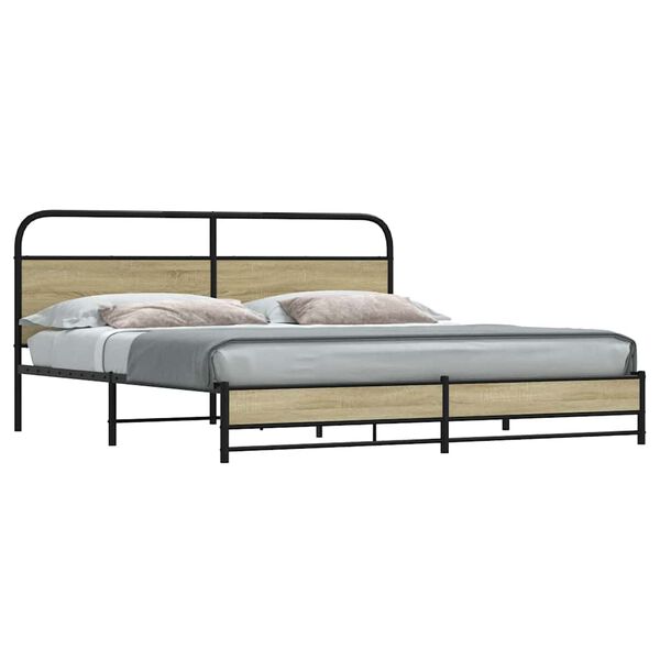 vidaXL Metal Bed Frame without Mattress Sonoma Oak 193x203 cm