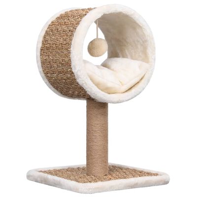 vidaXL Cat Tree with Top Tunnel and Toy 56 cm Seagrass