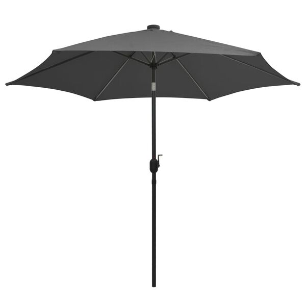 vidaXL Garden Parasol with LED Lights and Aluminium Pole 300 cm Anthracite