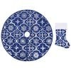 vidaXL Luxury Christmas Tree Skirt with Sock Blue 150 cm Fabric