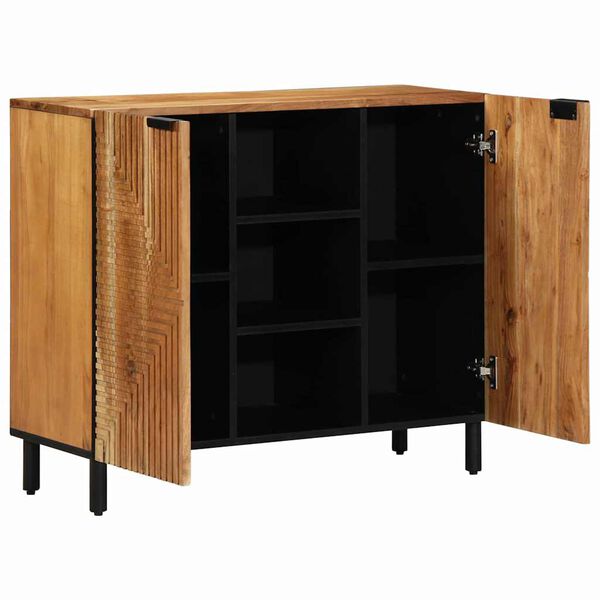 vidaXL Sideboard with Door Natural 90 x 33.5 x 75 cm Solid Acacia Wood