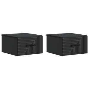 vidaXL Wall-Mounted Bedside Cabinet 2 pcs Black 34.5 x 33 x 20 cm