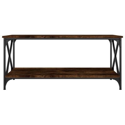 vidaXL Coffee Table Smoked Oak 100x50x45 cm Engineered Wood and Iron