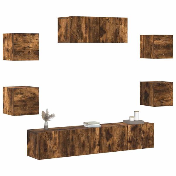 vidaXL 7 Piece TV Cabinet Set Smoked Oak Engineered Wood