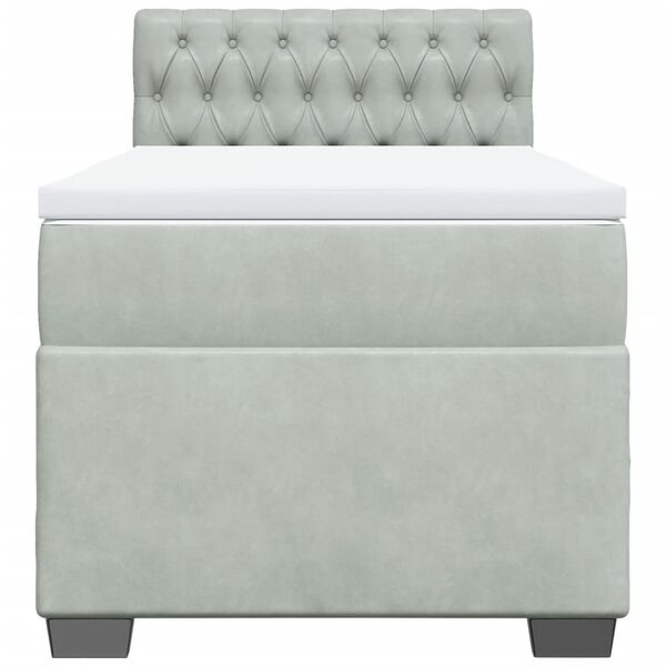 vidaXL Box Spring Bed with Mattress Light Grey 100x200 cm Velvet