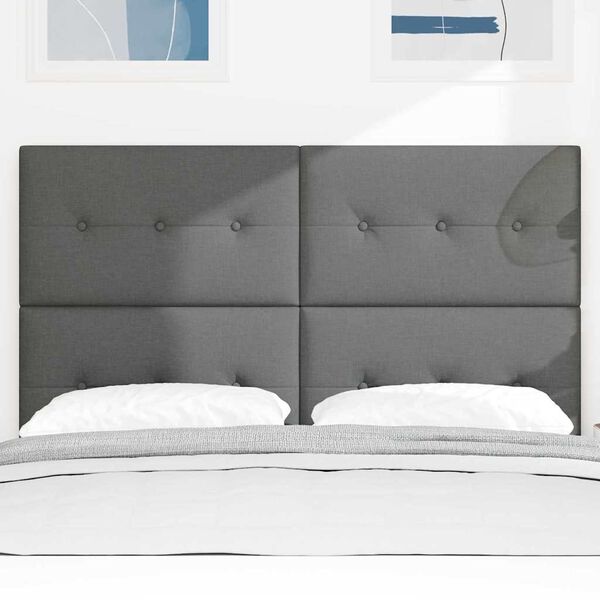vidaXL LED Headboard with LED Strip Lights Dark Grey 144 cm Polyester