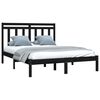 vidaXL Bed Frame without Mattress Black 150x200 cm King Size Solid Wood