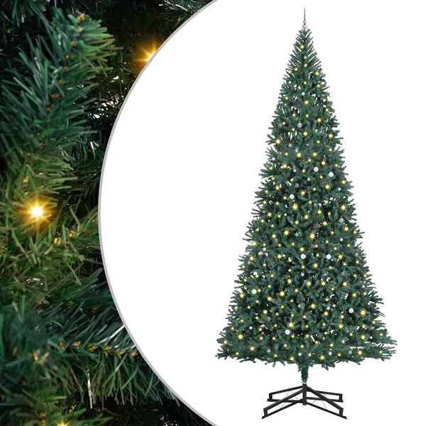vidaXL Artificial Pre-lit Christmas Tree with Ball Set Green 500 cm