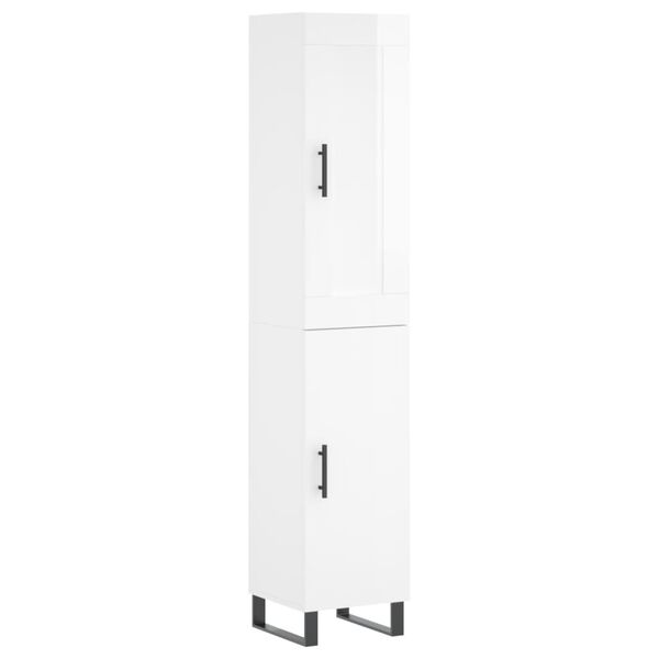 vidaXL Highboard High Gloss White 34.5x34x180 cm Engineered Wood