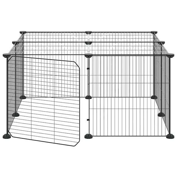 vidaXL 12-Panel Pet Cage with Door Black 35x35 cm Steel