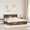 vidaXL Bed Frame with Drawer Smoked Oak 200 x 200 cm Engineer Wood