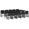 vidaXL 11 Piece Garden Dining Set with Cushions Black Poly Rattan