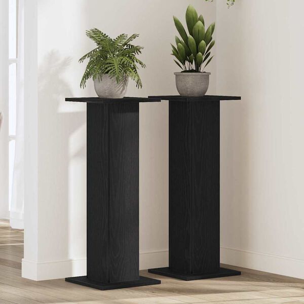 vidaXL Plant Stand 2 pcs Black Oak 30 x 30 x 80 cm Engineered wood