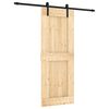 vidaXL Sliding Door Natural and Black 80 x 210 cm Solid Pine Wood