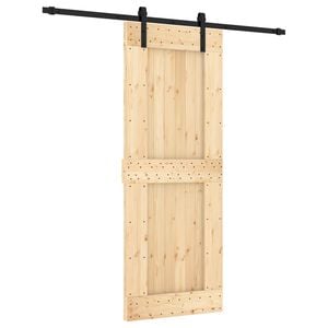 vidaXL Sliding Door Natural and Black 80 x 210 cm Solid Pine Wood