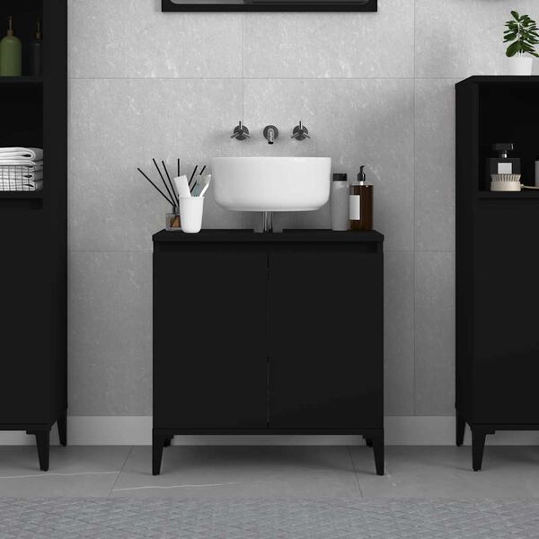 vidaXL Sink Cabinet Black 58x33x60 cm Engineered Wood