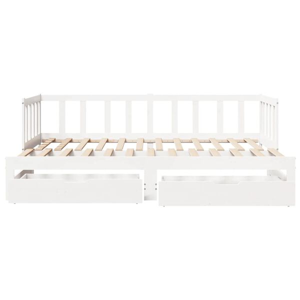 vidaXL Daybed with Trundle and Drawers without Mattress White 80x200 cm