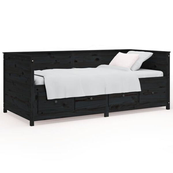 vidaXL Day Bed without Mattress Black 80x200 cm Solid Wood Pine