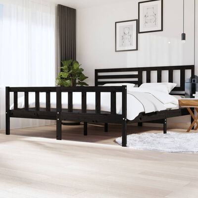 vidaXL Bed Frame Black Solid Wood 200x200 cm