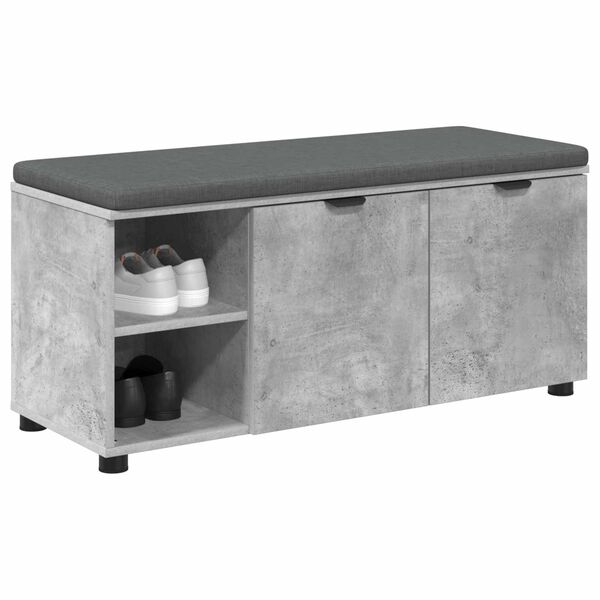 vidaXL Hall Bench with Cushion Plain Concrete Grey 100 x 38 x 46 cm