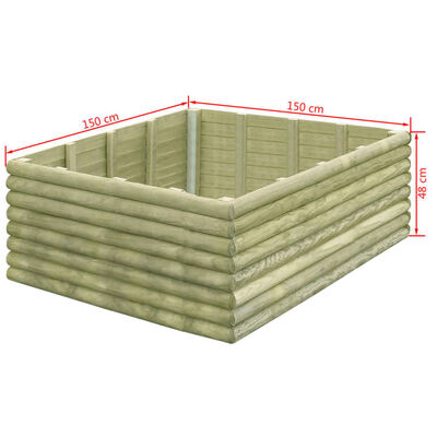 vidaXL Garden Raised Bed 150x150x48 cm Impregnated Pinewood 19 mm