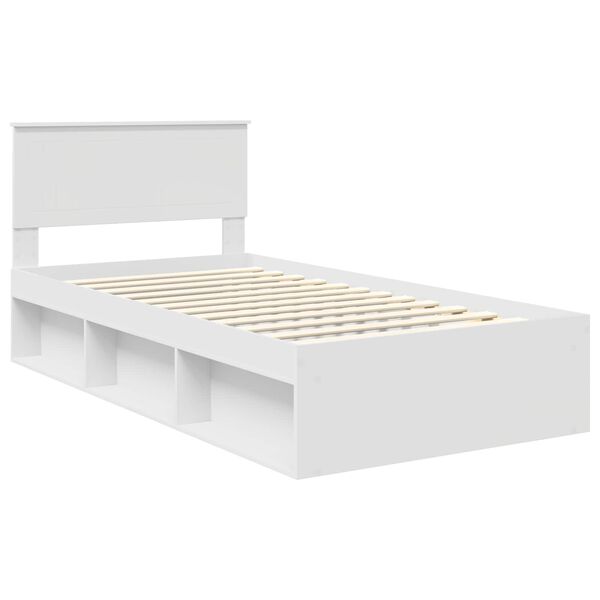 vidaXL Bed Frame with Headboard White 100 x 200 cm Solid Pine Wood