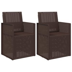 vidaXL Garden Dining Chairs 2 pcs Brown PP
