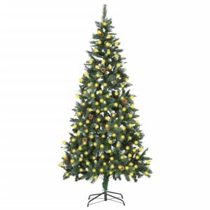 vidaXL Christmas Tree | Green and White | PVC | Large | Ornaments