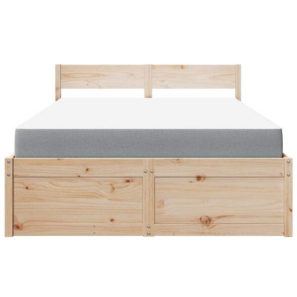 vidaXL Bed with Drawers and Mattress 120x200 cm Solid Wood Pine