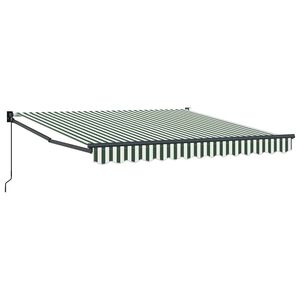 vidaXL Retractable Awning Green and White 350 x 250 cm