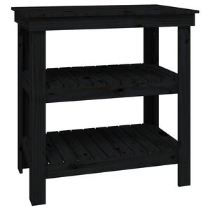 vidaXL Work Bench with Shelf Black 78.5 x 50 x 80 cm Solid Pine Wood