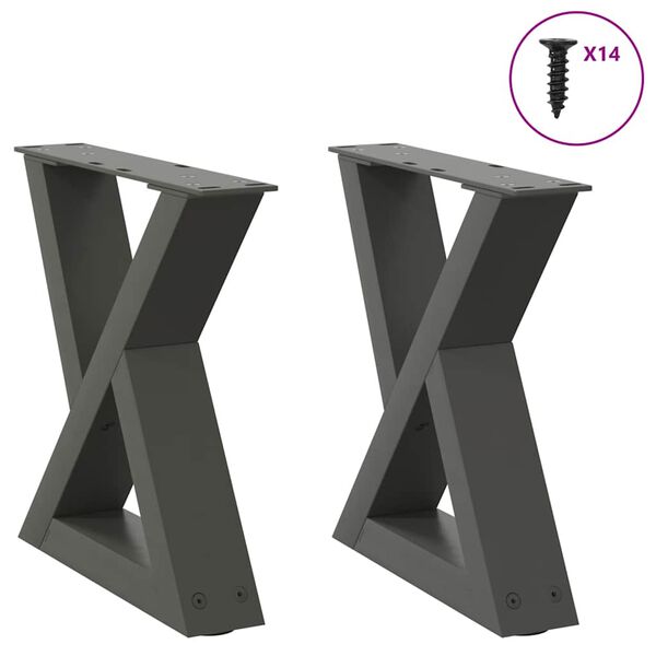 vidaXL Coffee Table Legs 2 pcs Anthracite 40x(30-31.3) cm Steel