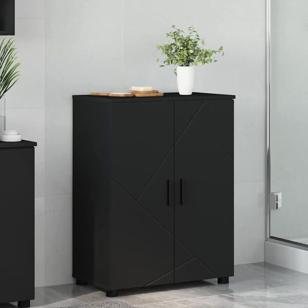 vidaXL Bathroom Cabinet Black 60 x 35 x 80 cm Engineered wood & Metal