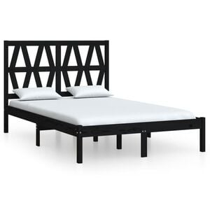 vidaXL Bed Frame without Mattress Black Solid Wood 140x190 cm (810001+818624)