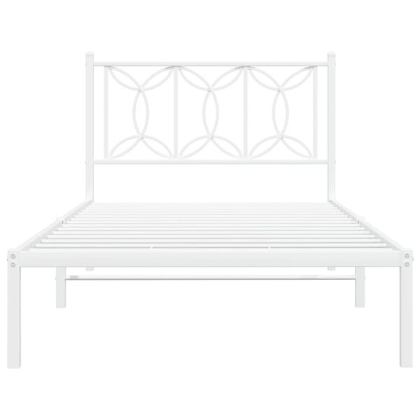 vidaXL Metal Bed Frame without Mattress with Headboard White 100x190cm